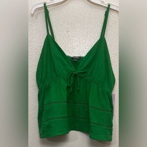 NWT Wild Fable Peplum Crop Top Tie Front V Neck Spaghetti Strap Flared C…